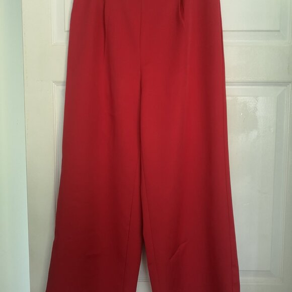 Red Blazer And Wide Leg Pants Suit Set L - Picture 12 of 13